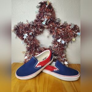 Vans Blue and Red Slip On Sneakers Size 7